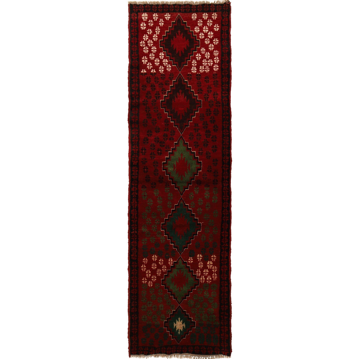 Baluchi Runner Rug Handmade Red 10' Runner