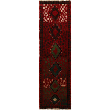 Baluchi Runner Rug Handmade Red 10' Runner