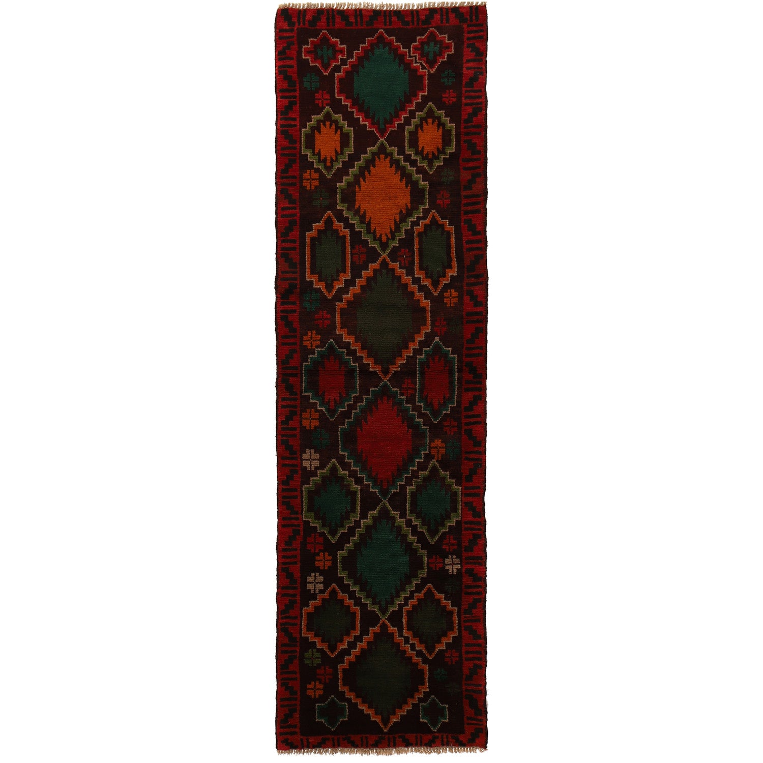 Baluchi Runner Rug Handmade Brown 10' Runner