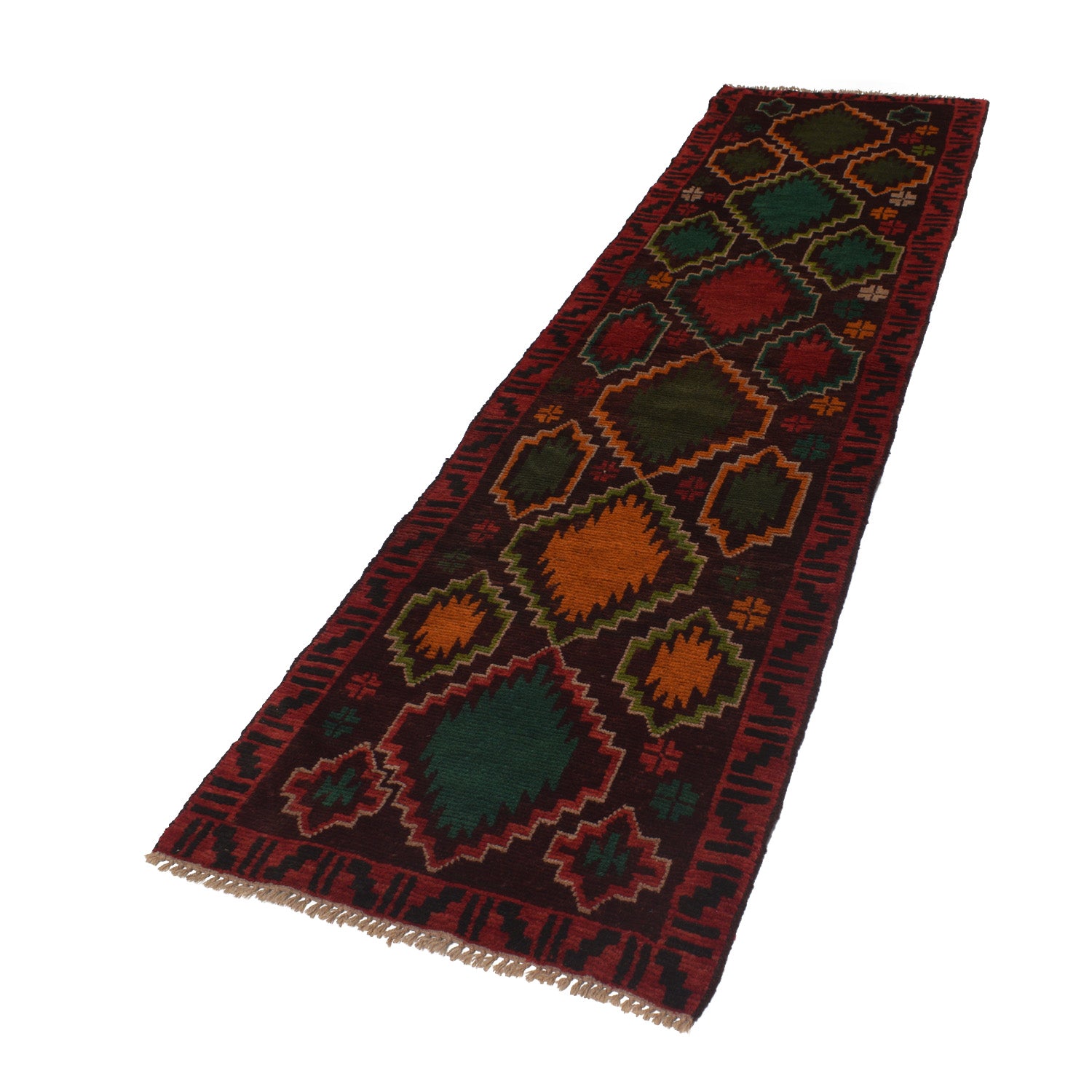 Baluchi Runner Rug Handmade Brown 10' Runner