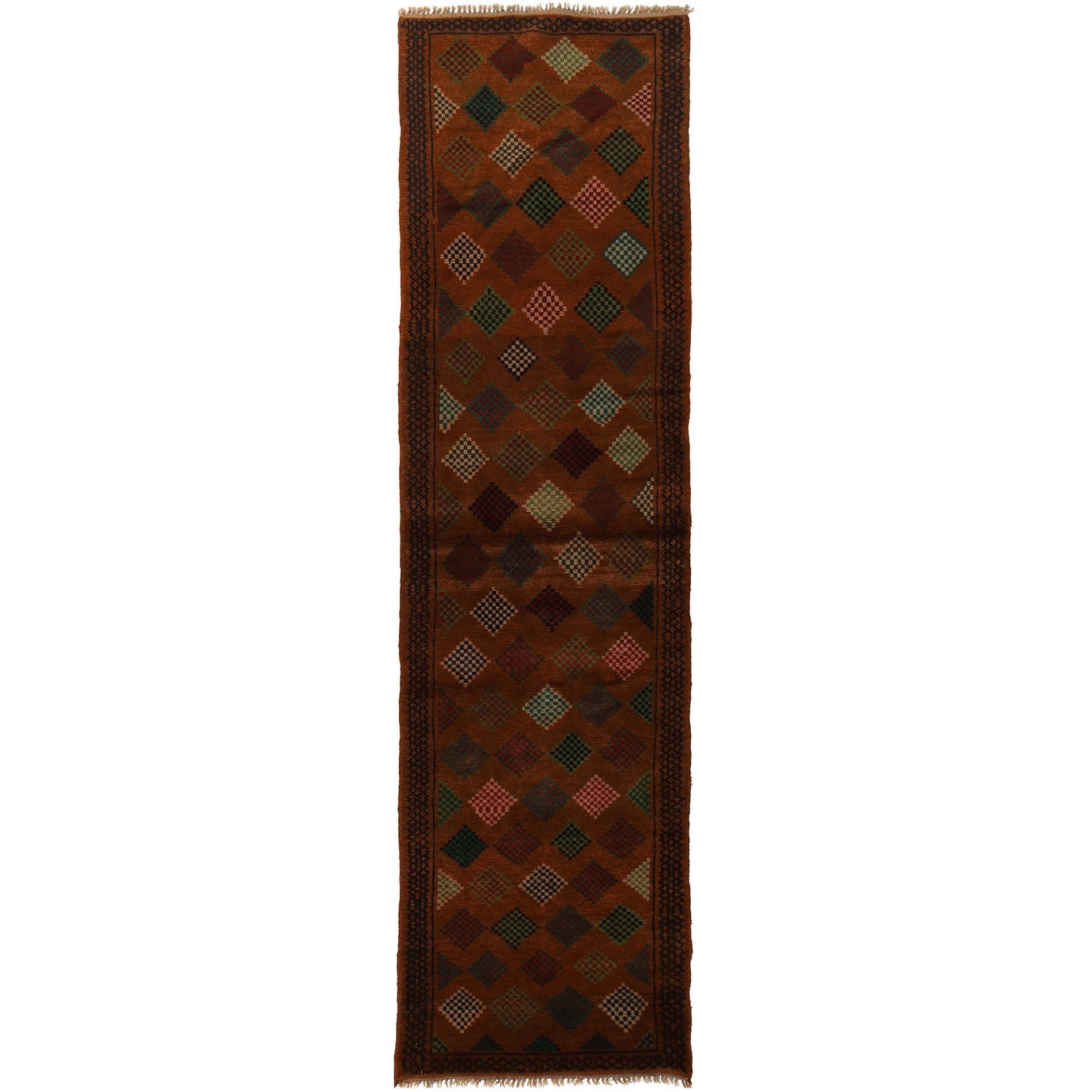 Baluchi Runner Rug Handmade Brown 10' Runner
