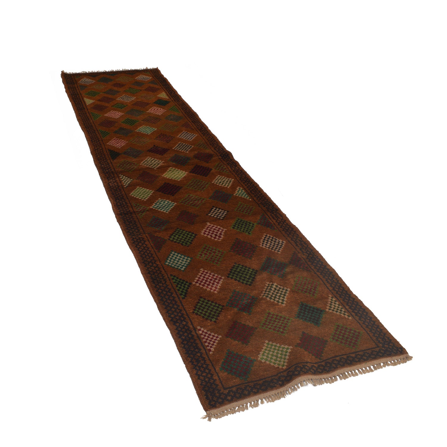 Baluchi Runner Rug Handmade Brown 10' Runner