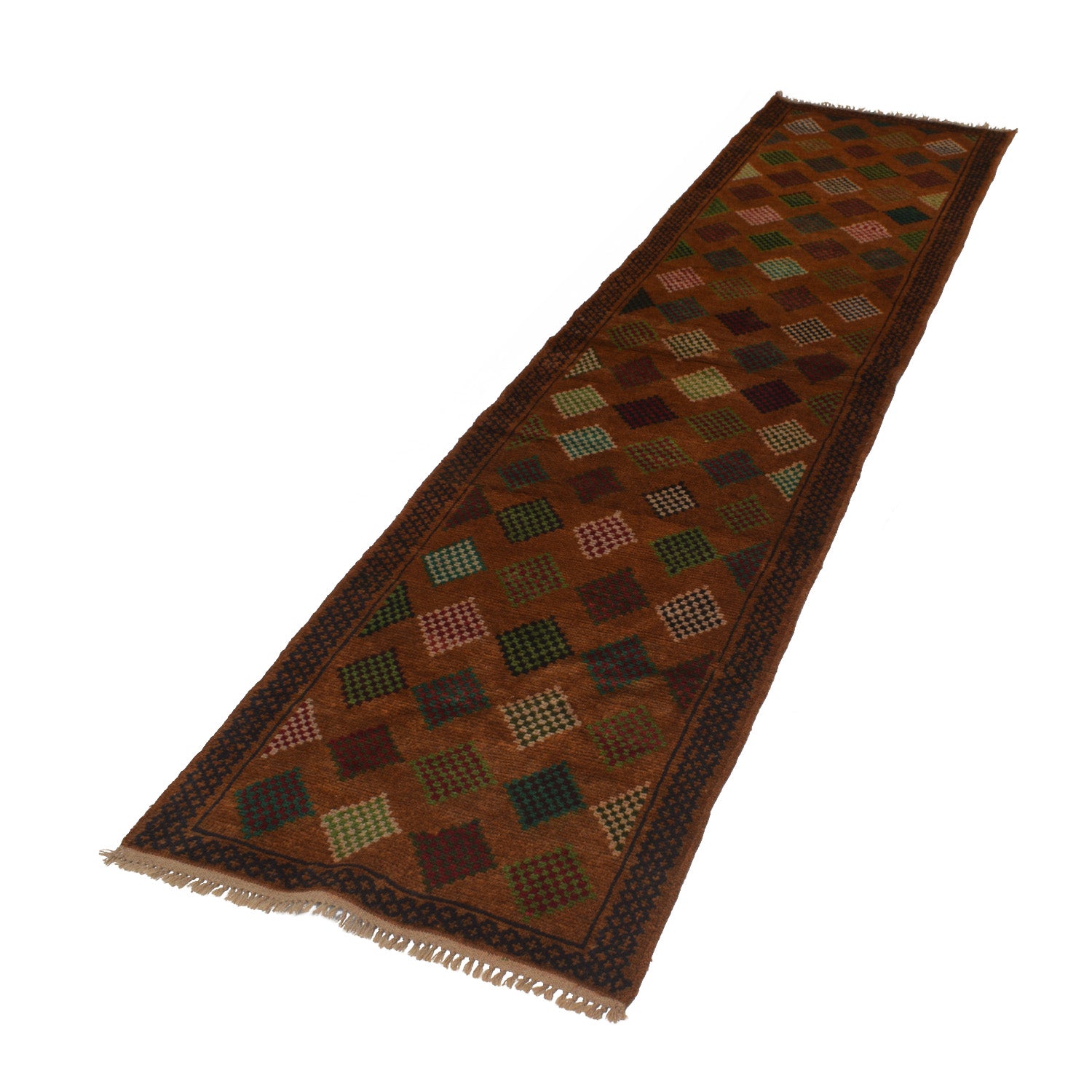 Baluchi Runner Rug Handmade Brown 10' Runner