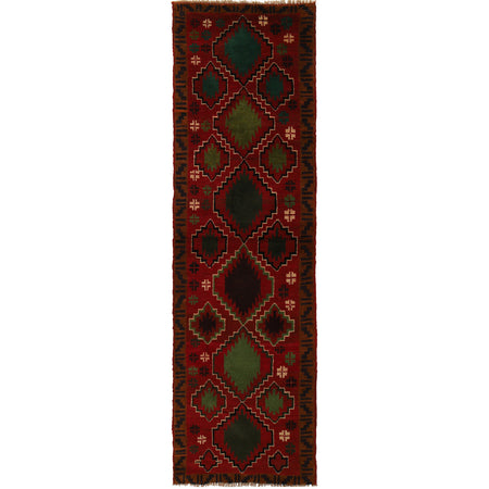 Baluchi Runner Rug Handmade Red 10' Runner