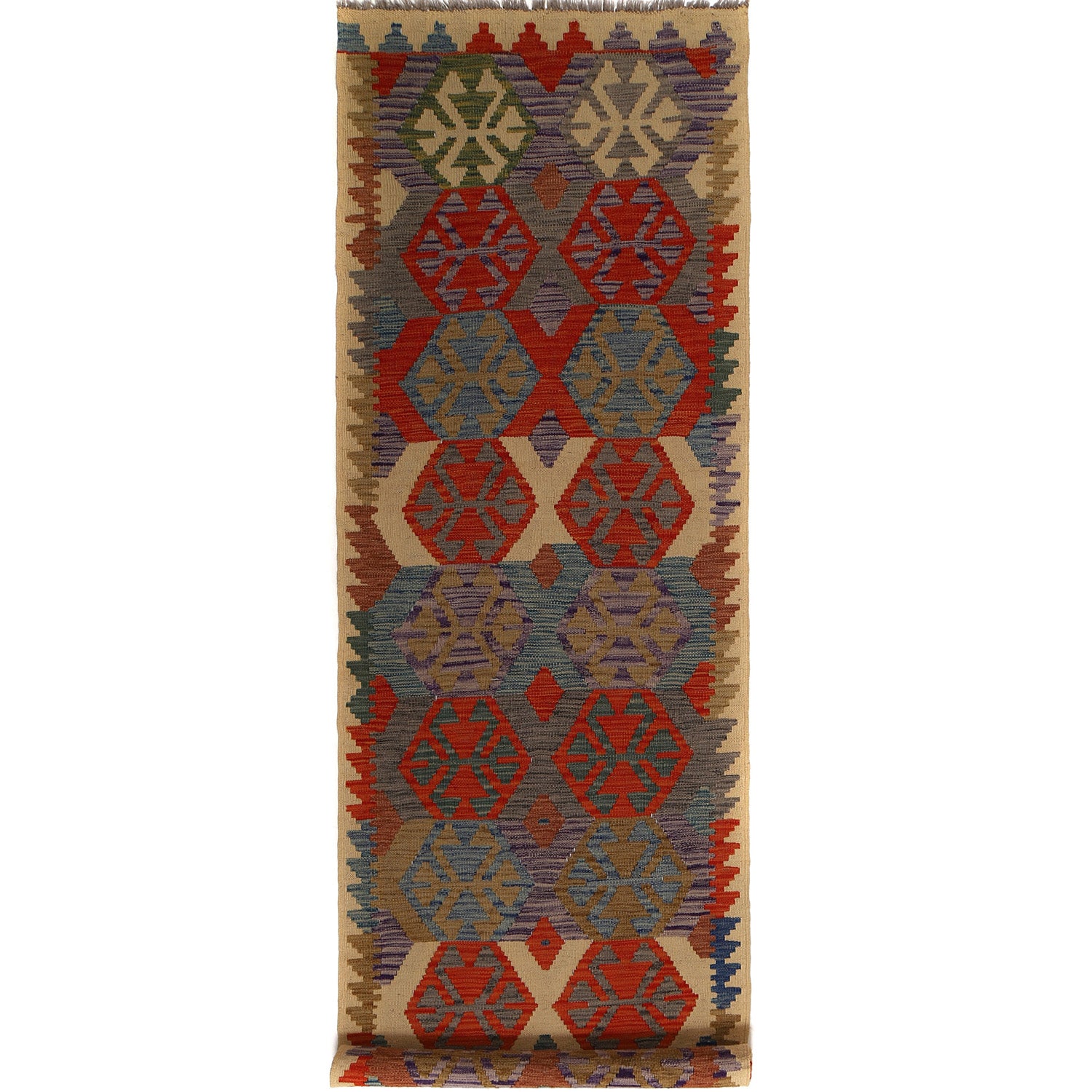 Handmade Multi Kilim Geometric 10' Runner