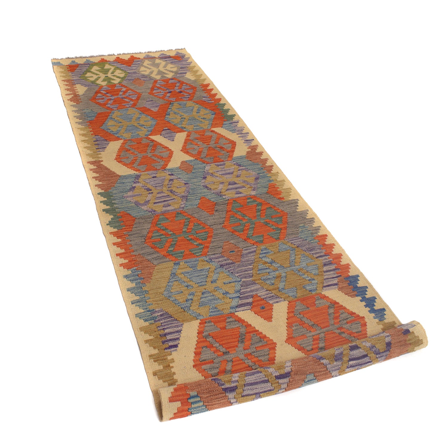 Handmade Multi Kilim Geometric 10' Runner