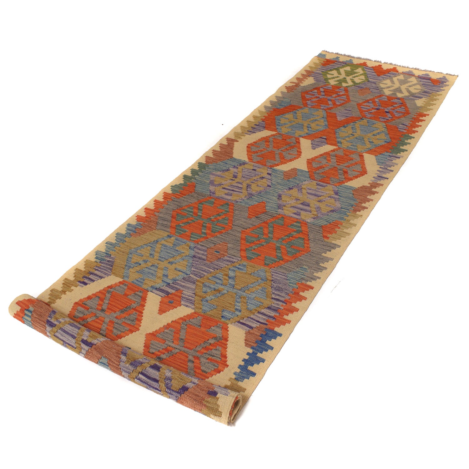 Handmade Multi Kilim Geometric 10' Runner