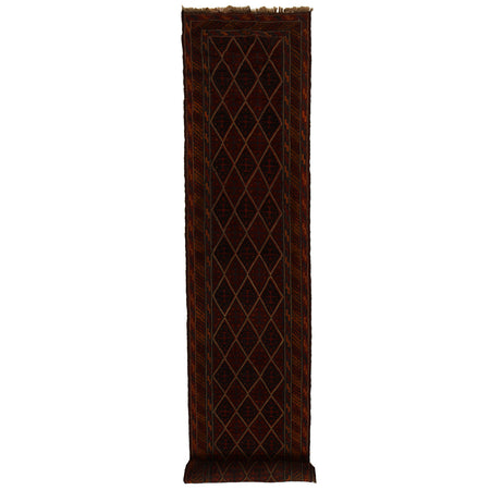 Mashwani Runner Rug Handmade Deep Red Geometric 12' Runner