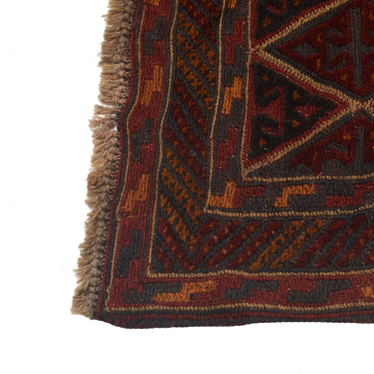 Mashwani Runner Rug Handmade Deep Red Geometric 12' Runner