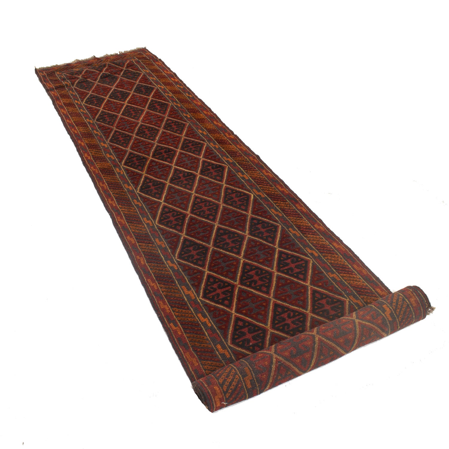 Mashwani Runner Rug Handmade Deep Red Geometric 12' Runner