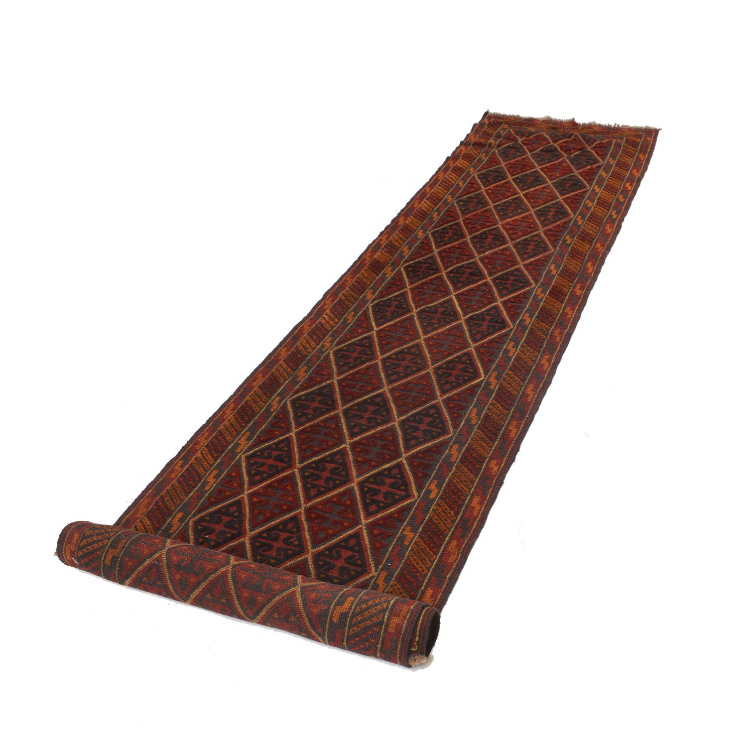 Mashwani Runner Rug Handmade Deep Red Geometric 12' Runner