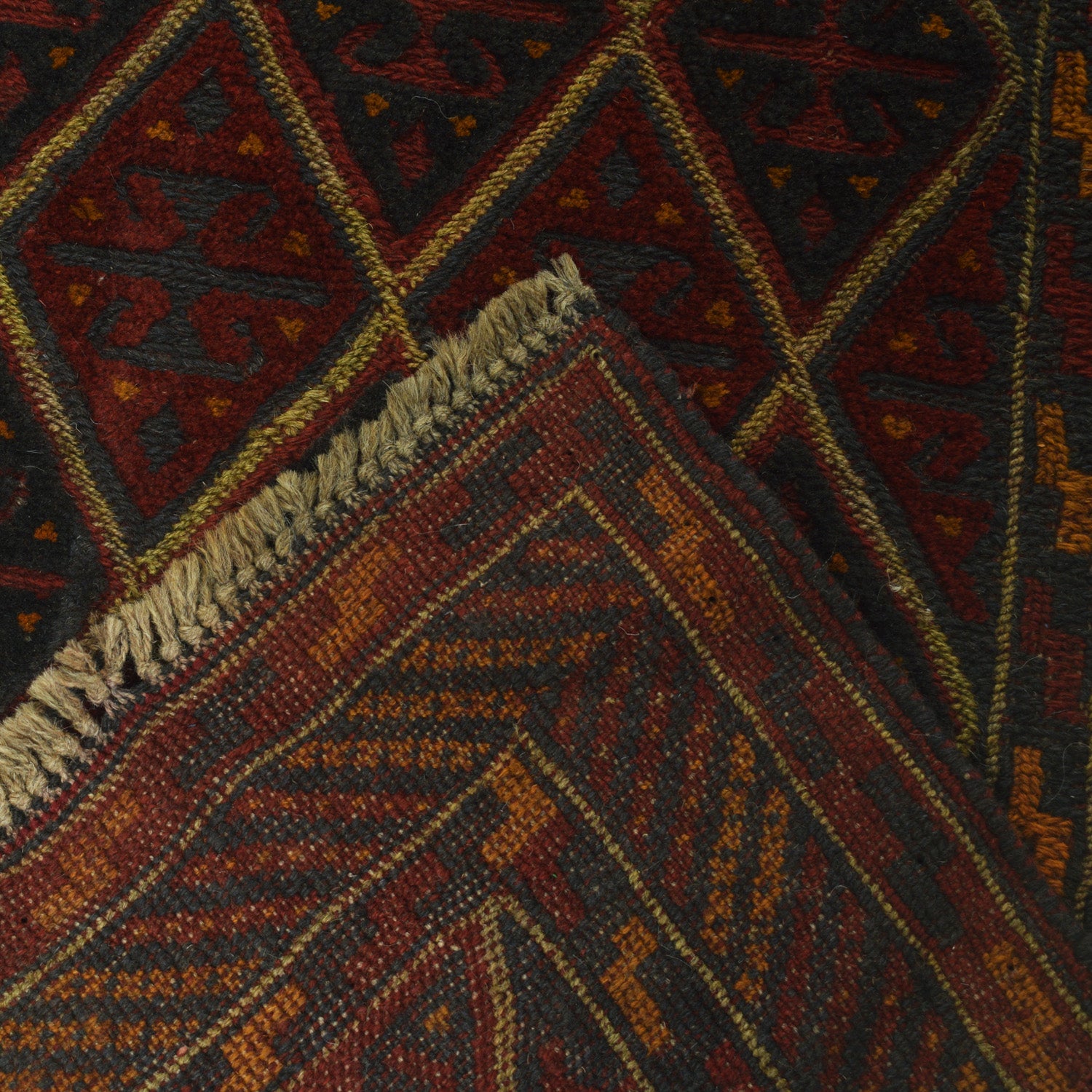 Mashwani Runner Rug Handmade Deep Red Geometric 12' Runner