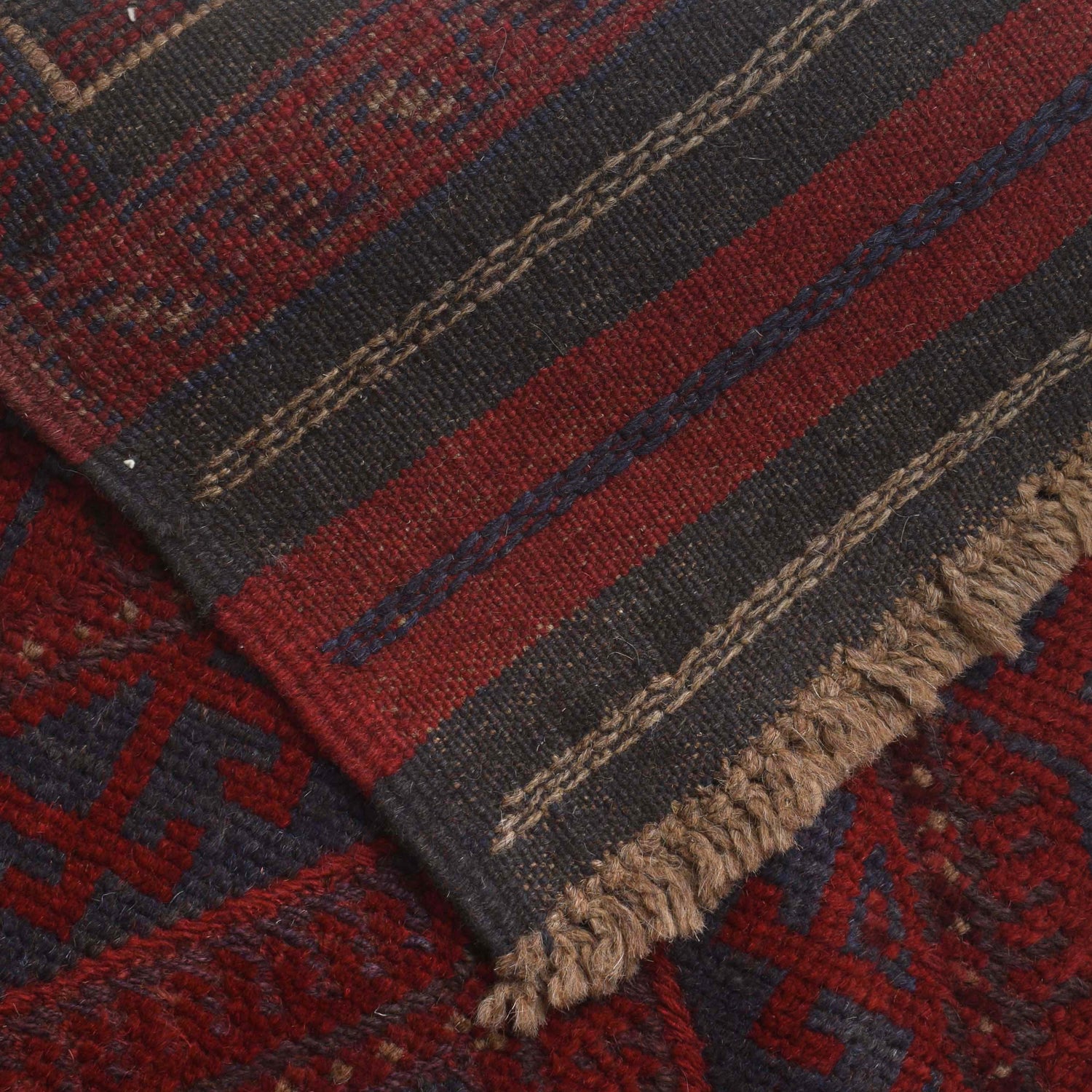Mashwani Runner Rug Handmade Deep Red Geometric 8' Runner