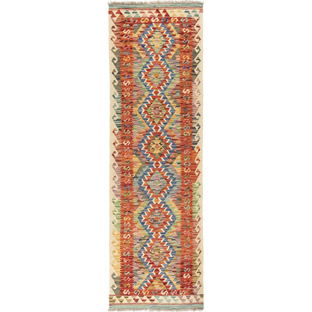 Handmade Multi Kilim Geometric 10' Runner