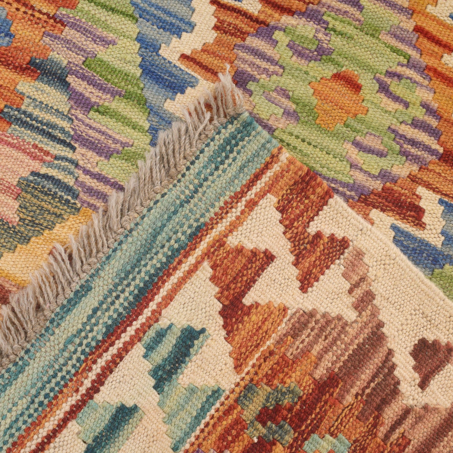 Handmade Multi Kilim Geometric 10' Runner