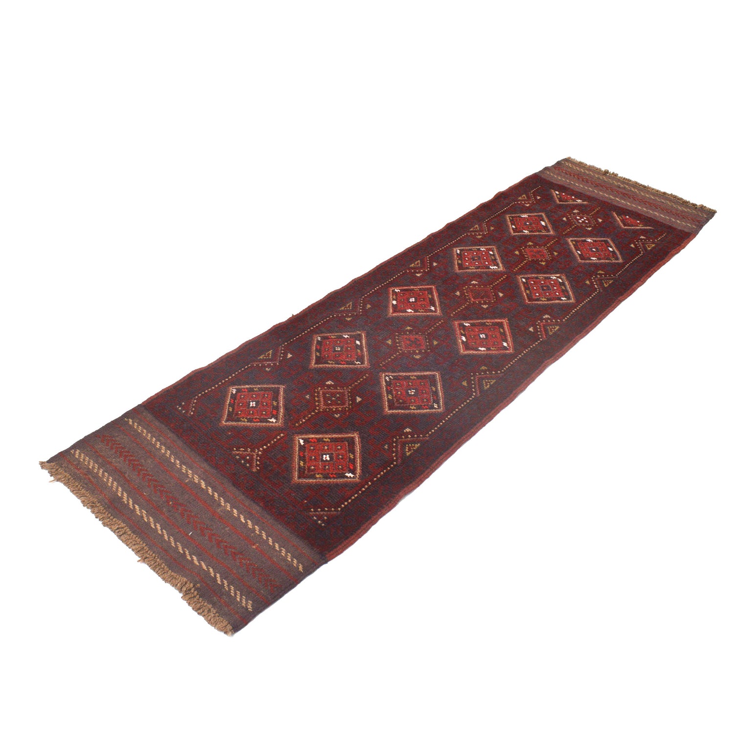 Mashwani Runner Handmade Deep Red Geometric 8' Runner