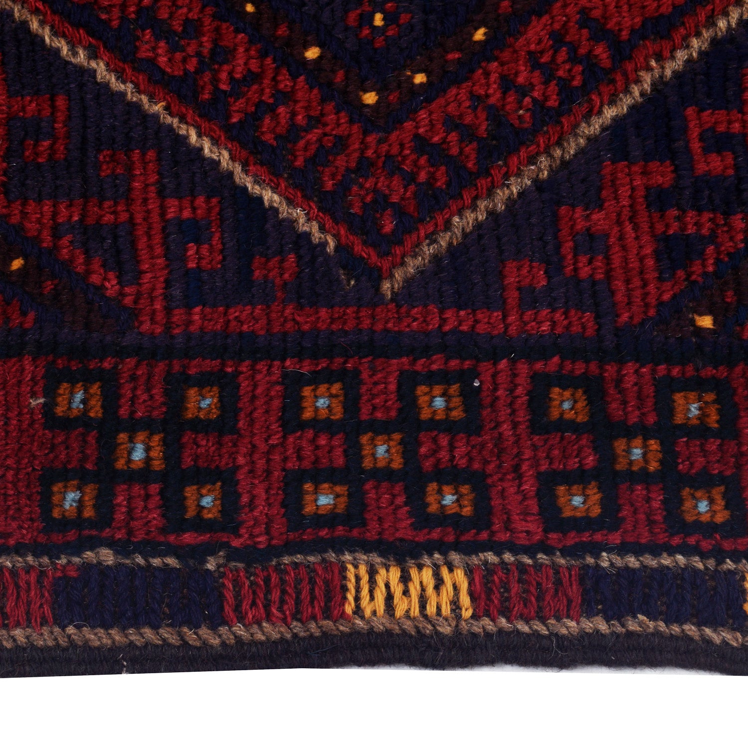 Mashwani Area Rug Runner Handmade Deep Red Geometric 8'