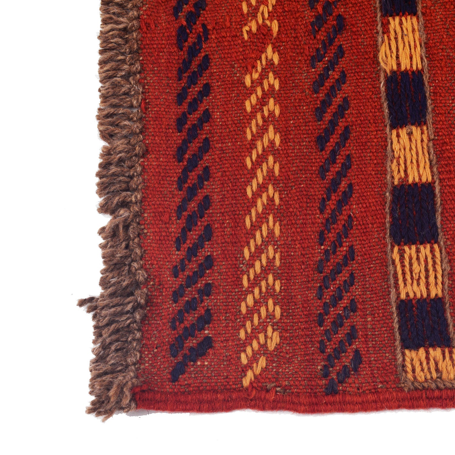 Mashwani Area Rug Runner Handmade Deep Red Geometric 8'