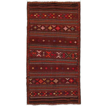 Laghari Kilim Area Rug Handmade Multi Geometric 4x7 ft
