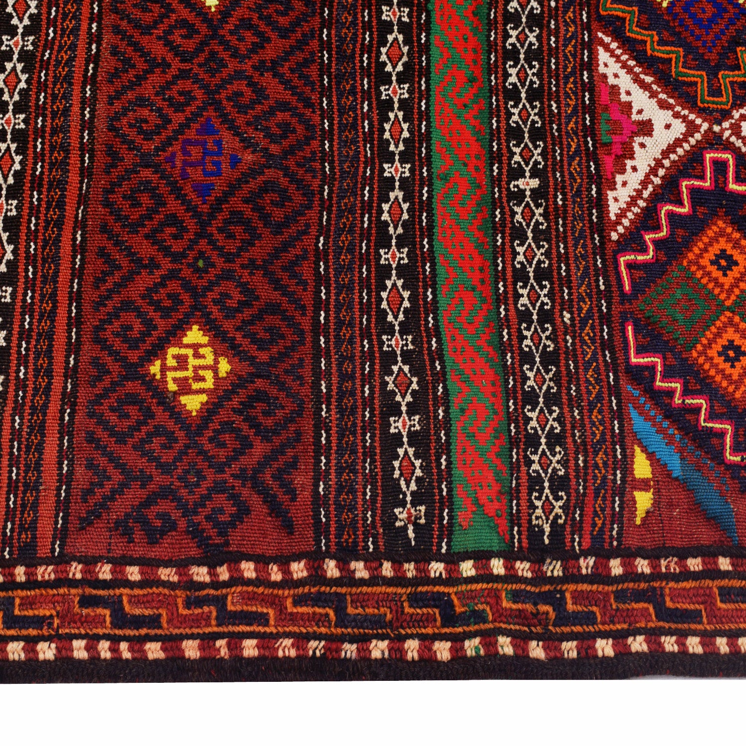 Laghari Kilim Area Rug Handmade Multi Geometric 4x7 ft