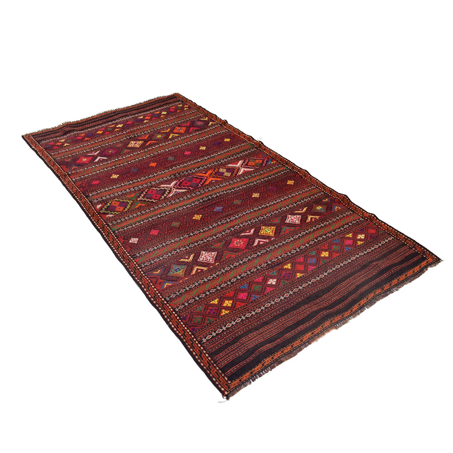 Laghari Kilim Area Rug Handmade Multi Geometric 4x7 ft