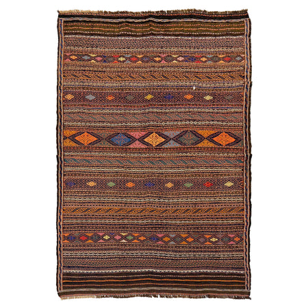 Laghari Kilim Area Rug Handmade Multi Geometric 4x7 ft