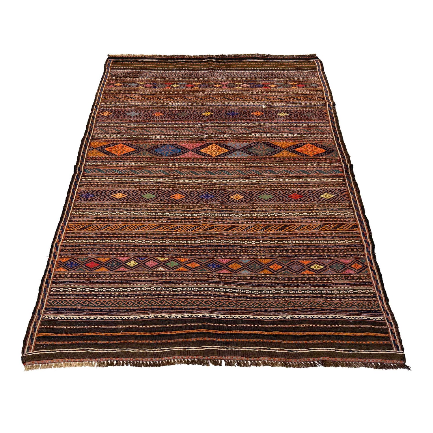 Laghari Kilim Area Rug Handmade Multi Geometric 4x7 ft