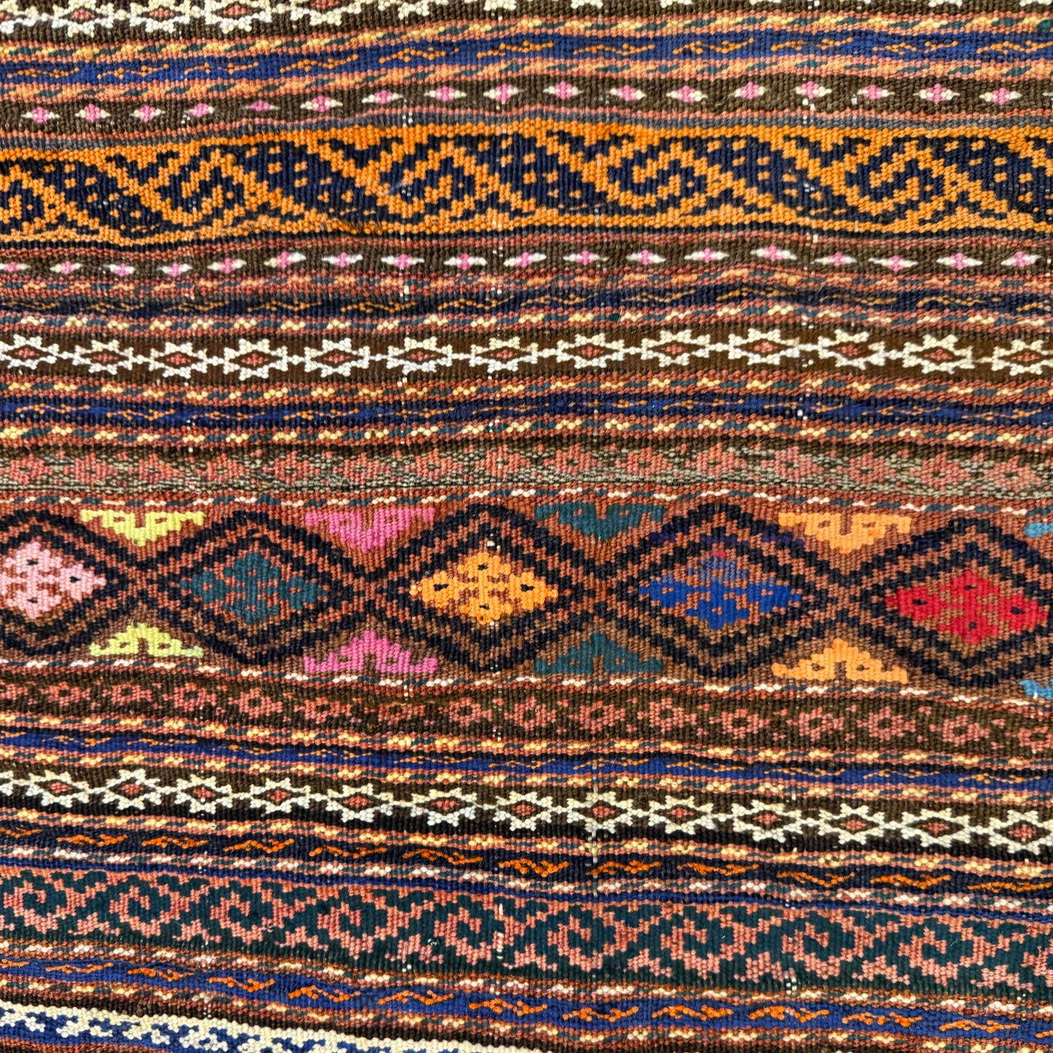 Laghari Kilim Area Rug Handmade Multi Geometric 4x7 ft