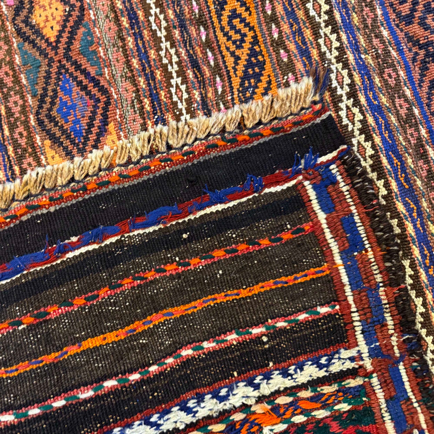 Laghari Kilim Area Rug Handmade Multi Geometric 4x7 ft