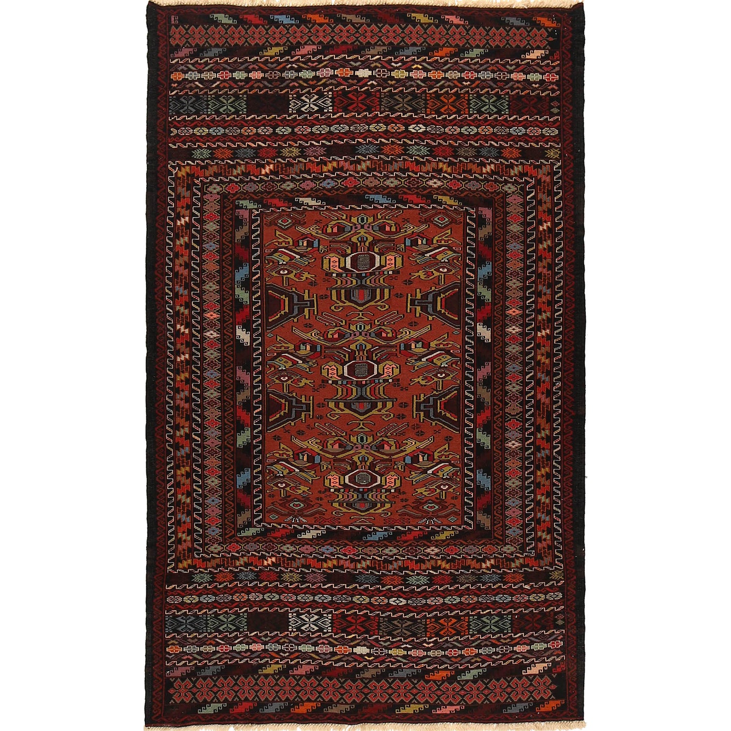 Maliki Kilim Area Rug Handmade Multi Floral 4x6 ft