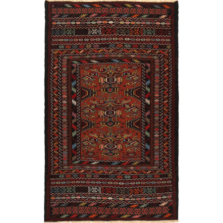 Maliki Kilim Area Rug Handmade Multi Floral 4x6 ft