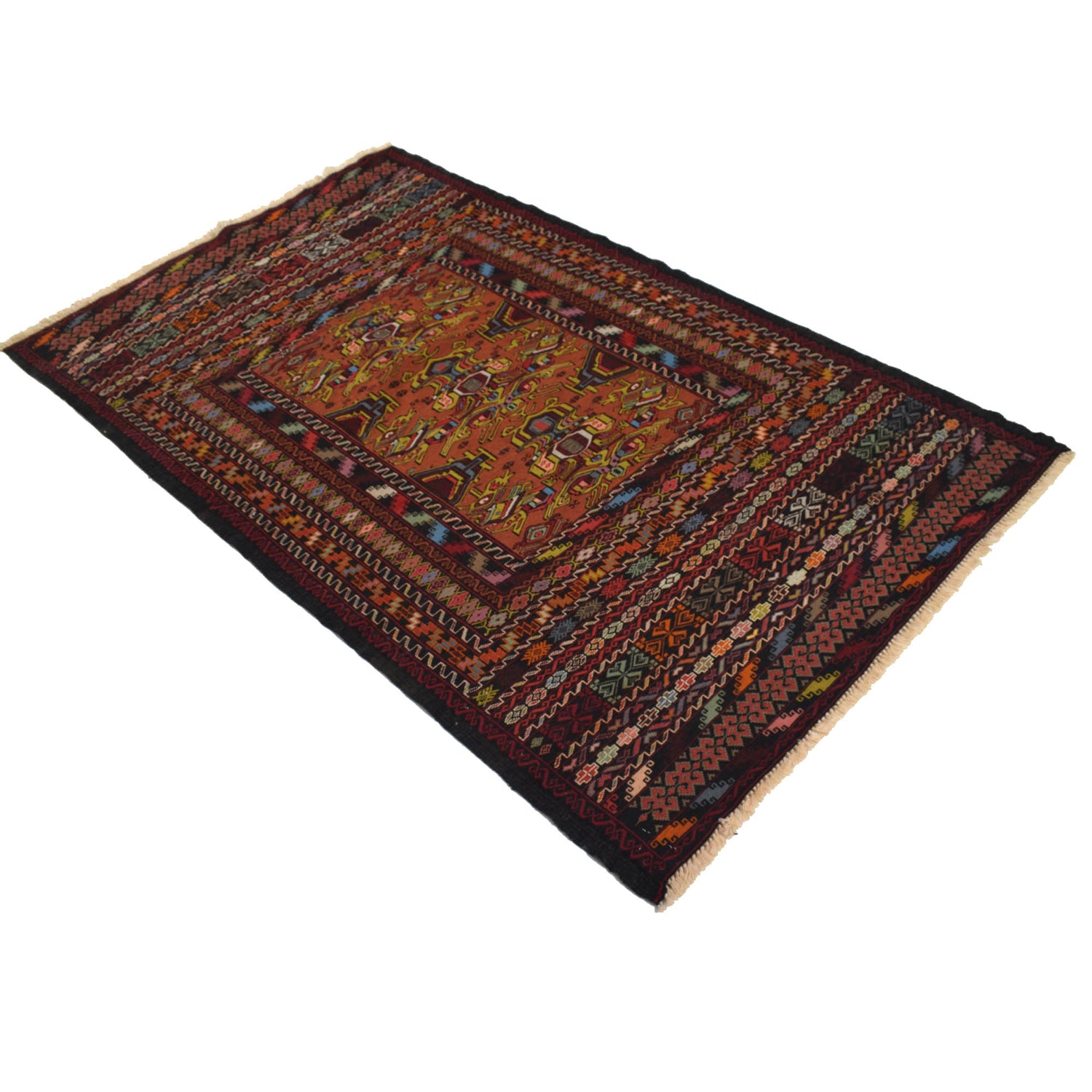 Maliki Kilim Area Rug Handmade Multi Floral 4x6 ft