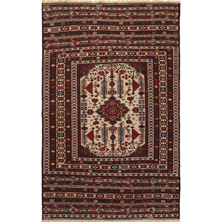 Maliki Kilim Area Rug Handmade Multi Floral 4x6 ft