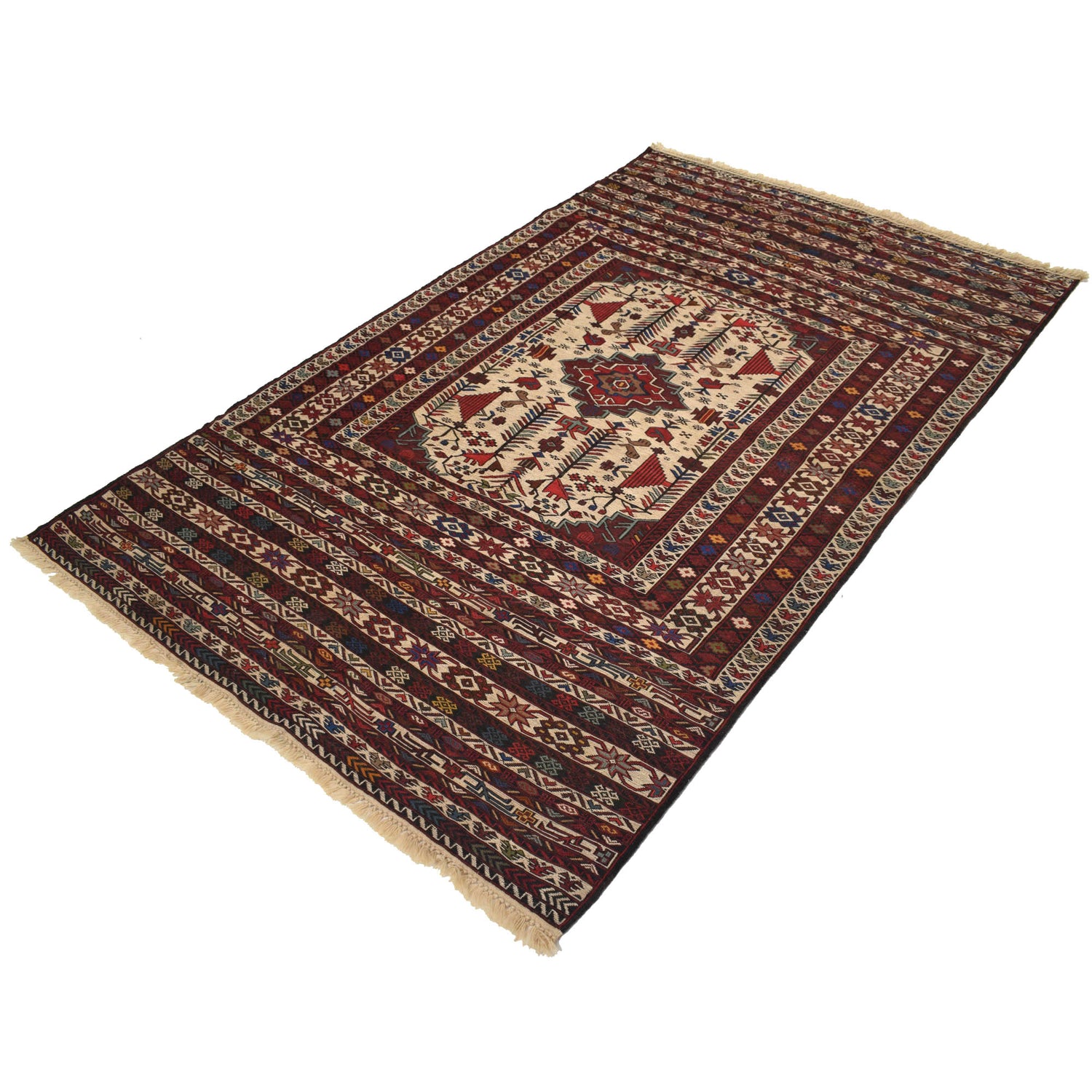 Maliki Kilim Area Rug Handmade Multi Floral 4x6 ft