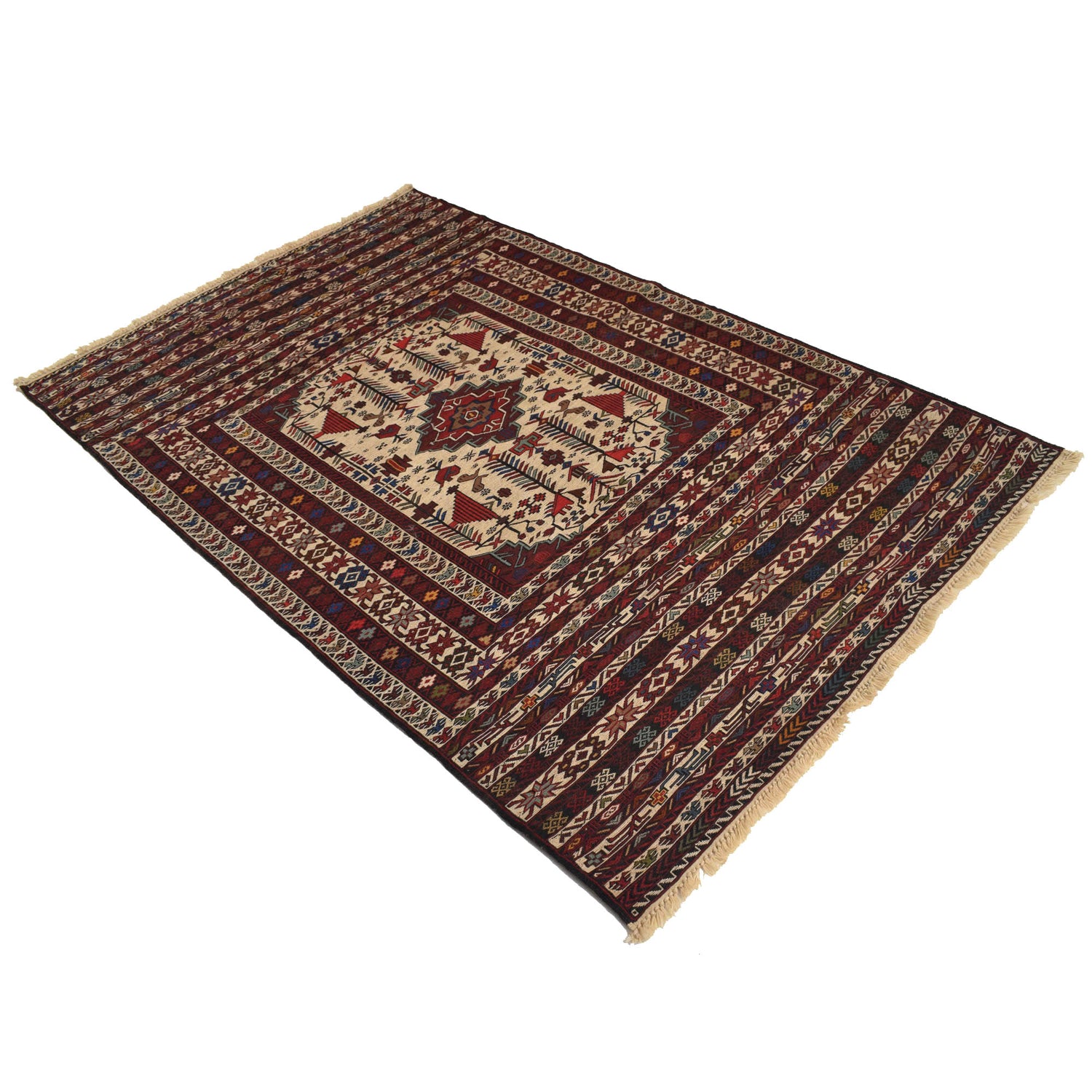 Maliki Kilim Area Rug Handmade Multi Floral 4x6 ft