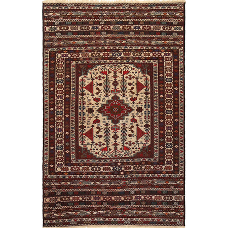 Maliki Kilim Area Rug Handmade Multi Floral 4x6 ft