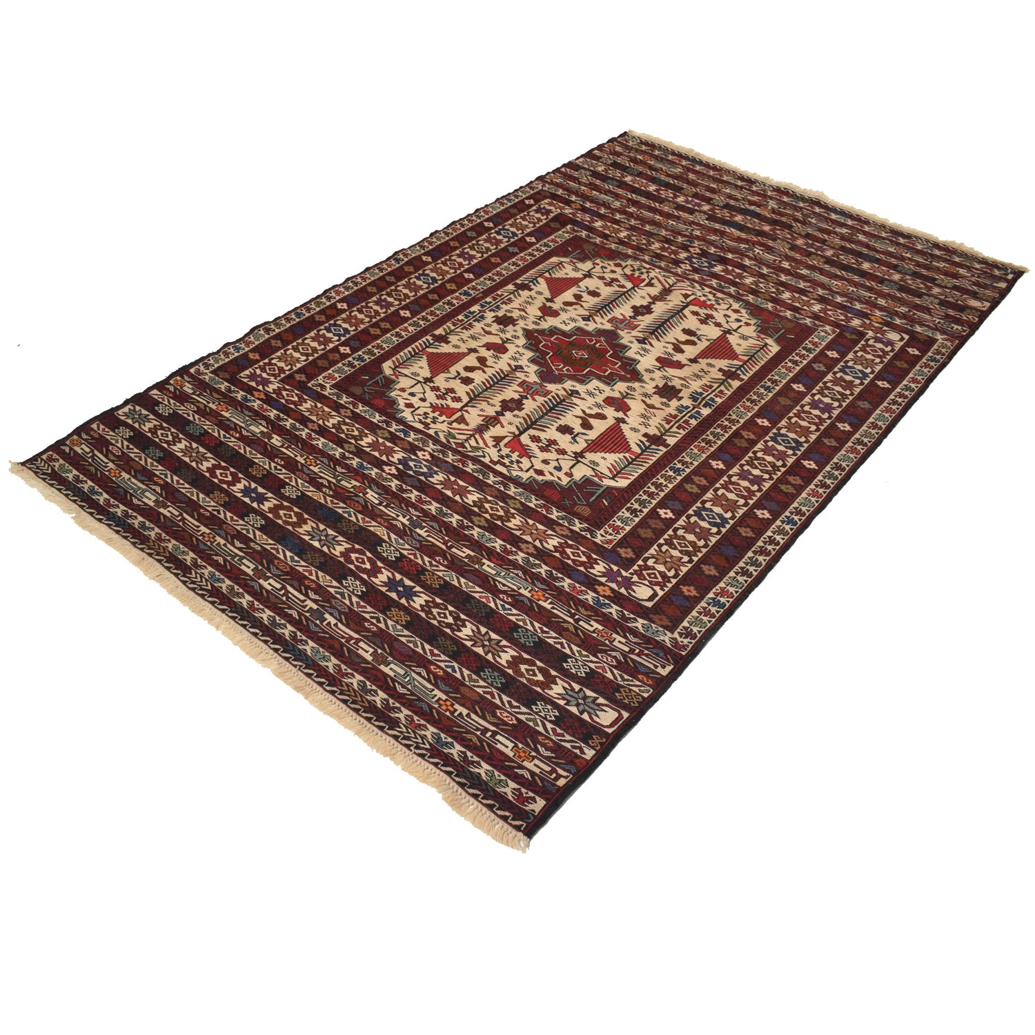 Maliki Kilim Area Rug Handmade Multi Floral 4x6 ft