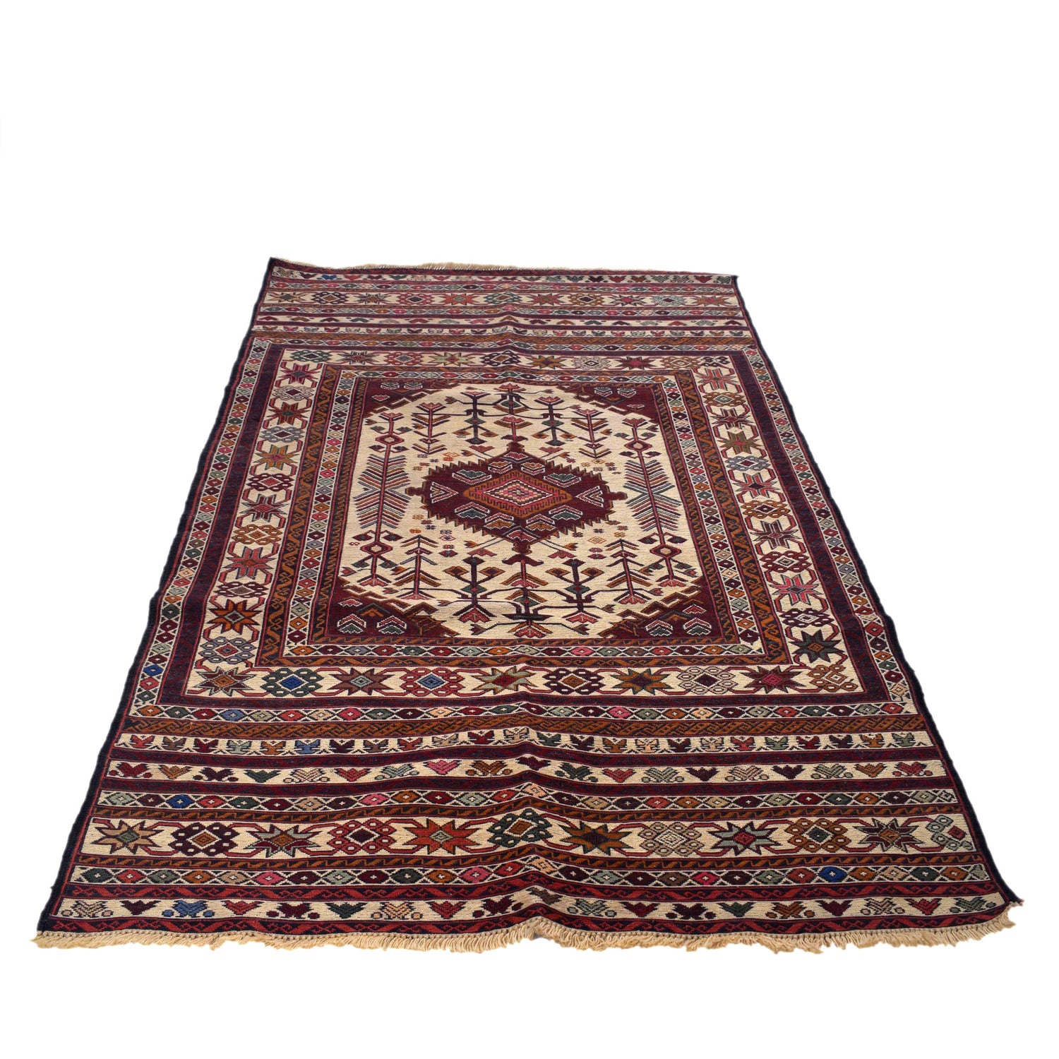 Maliki Kilim Area Rug Handmade Multi Floral 4x6 ft