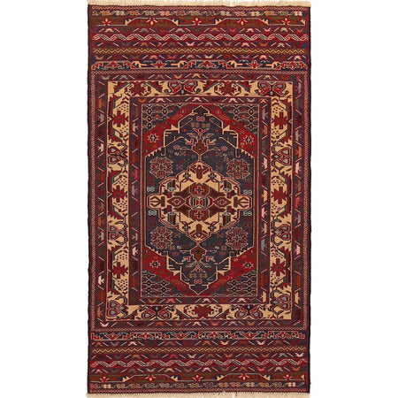 Maliki Kilim Area Rug Handmade Multi Geometric 3x5 ft