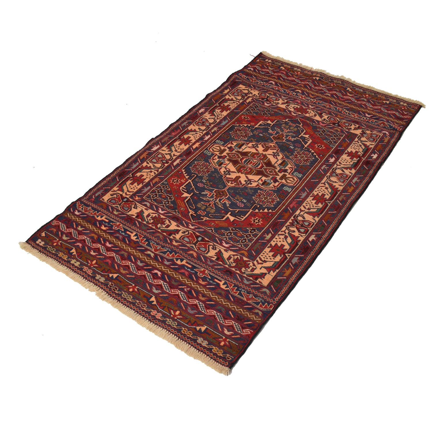 Maliki Kilim Area Rug Handmade Multi Geometric 3x5 ft