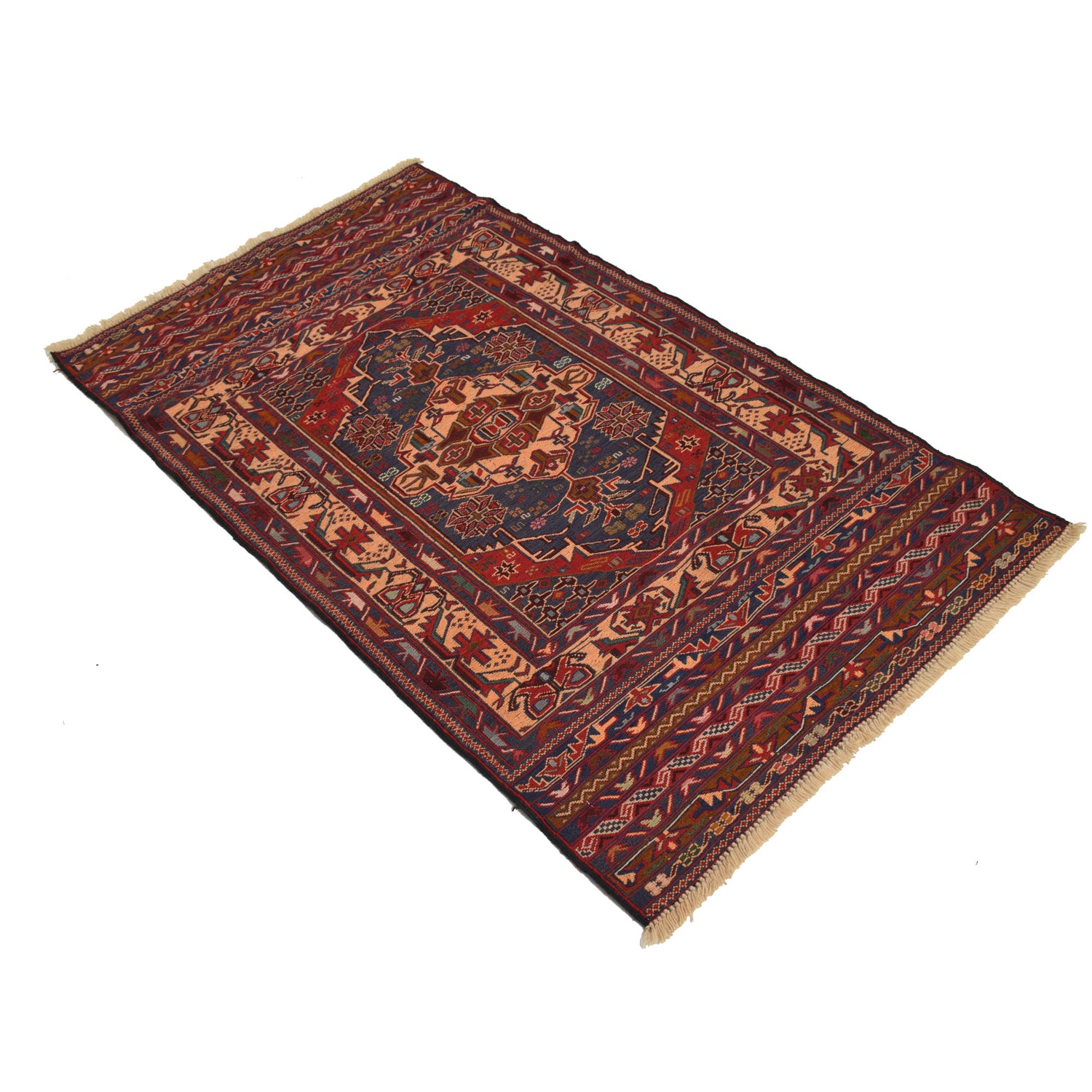 Maliki Kilim Area Rug Handmade Multi Geometric 3x5 ft