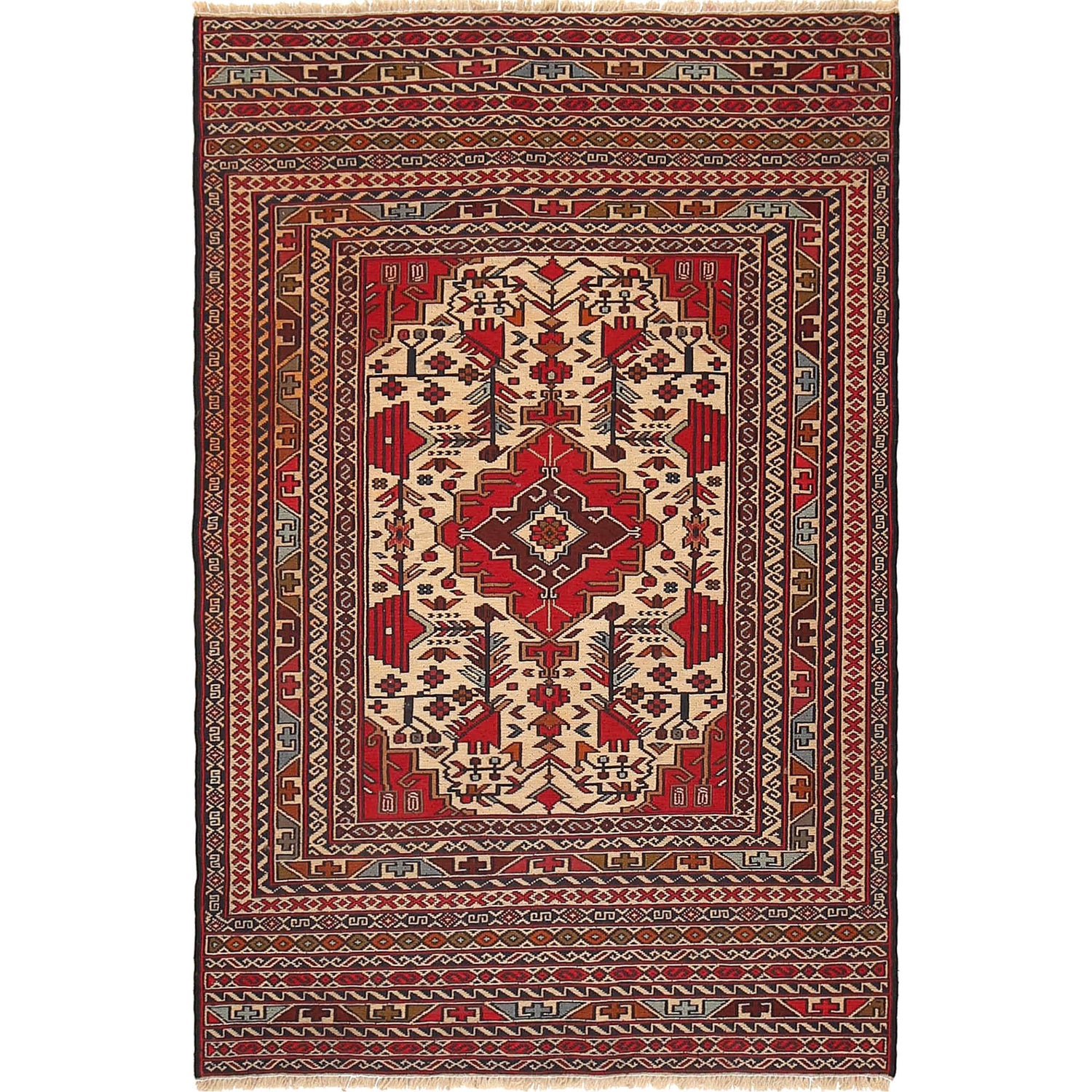 Maliki Kilim Area Rug Handmade Multi Geometric 3x5 ft