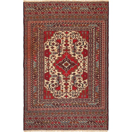 Maliki Kilim Area Rug Handmade Multi Geometric 3x5 ft