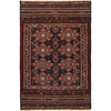 Maliki Kilim Area Rug Handmade Black Floral 4x6 ft
