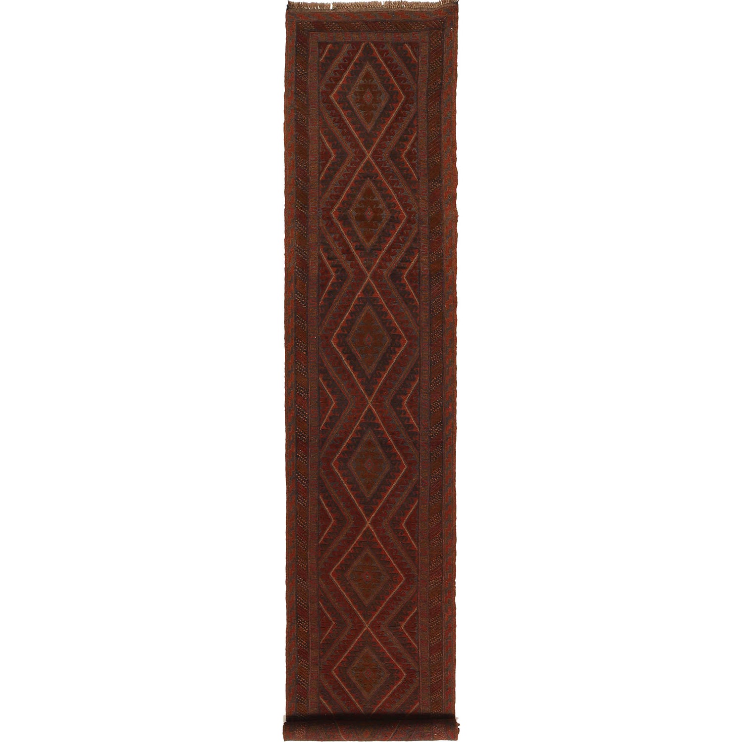 Mashwani Area Rug Runner Handmade Multi Geometric 13' Runner