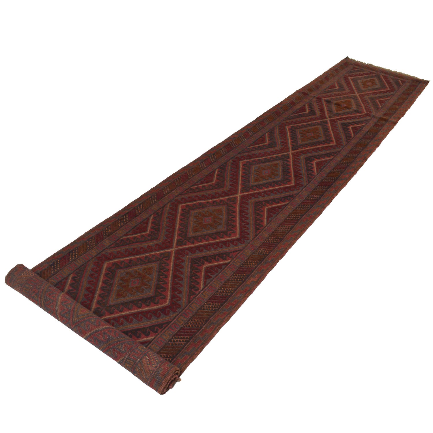 Mashwani Area Rug Runner Handmade Multi Geometric 13' Runner