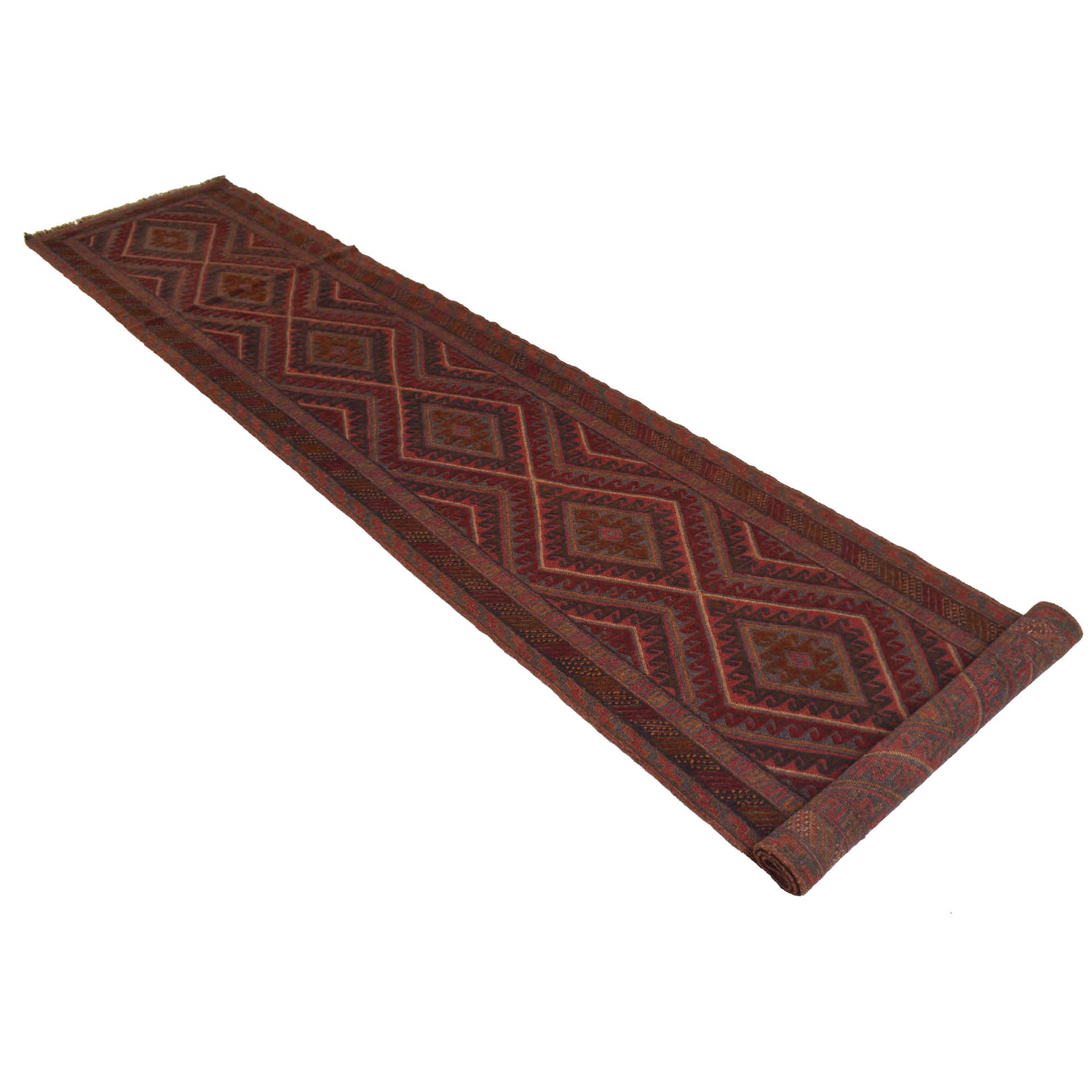 Mashwani Area Rug Runner Handmade Multi Geometric 13' Runner