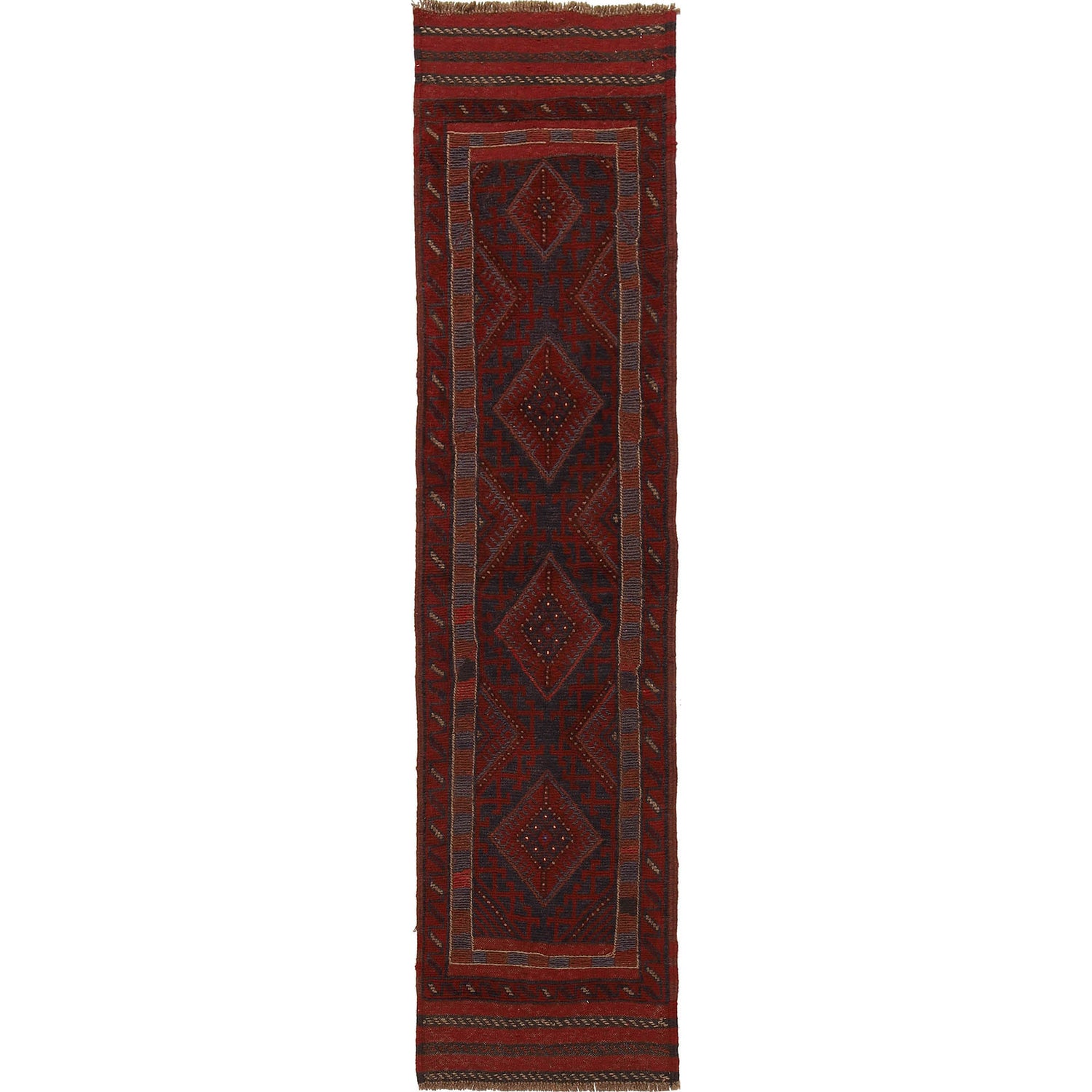 Mashwani Runner Rug Handmade Deep Red Geometric 8' Runner
