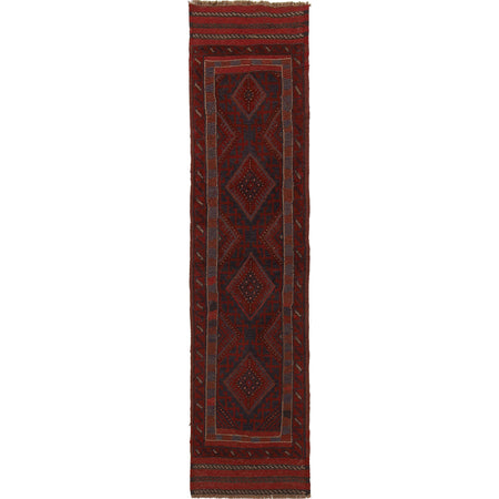 Mashwani Runner Rug Handmade Deep Red Geometric 8' Runner