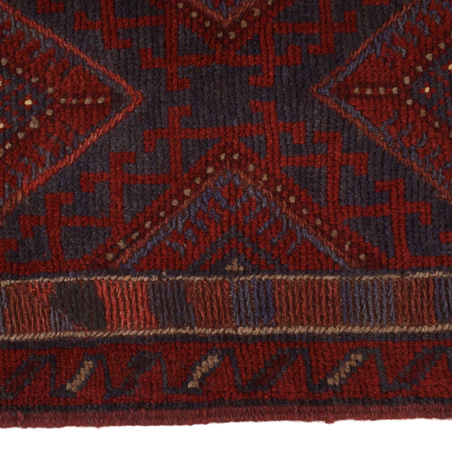 Mashwani Runner Rug Handmade Deep Red Geometric 8' Runner